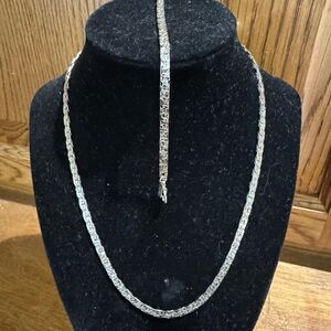 14K GP Brutalist Flat Byzantine Chain and Bracelet